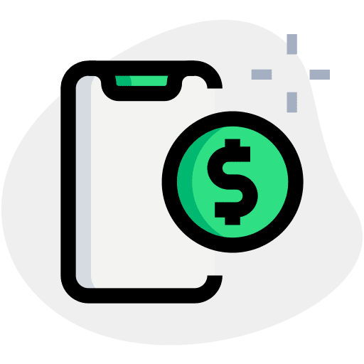 Cell phone dollar symbol dollar payment icon