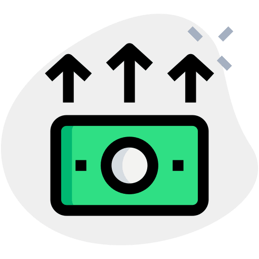 Growth cash money growth icon