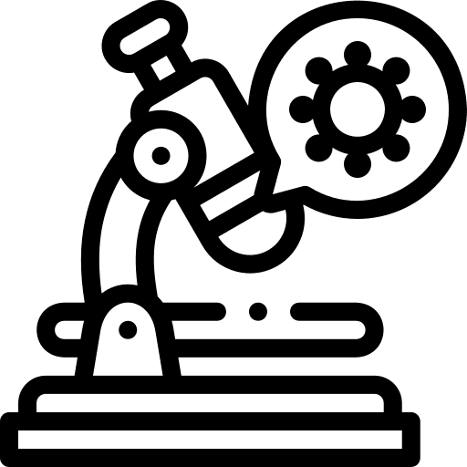 Microscope research experiment coronavirus icon Microscope research experiment coronavirus icon