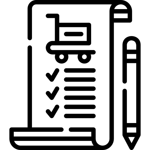 Shopping list pen tick purchase order icon