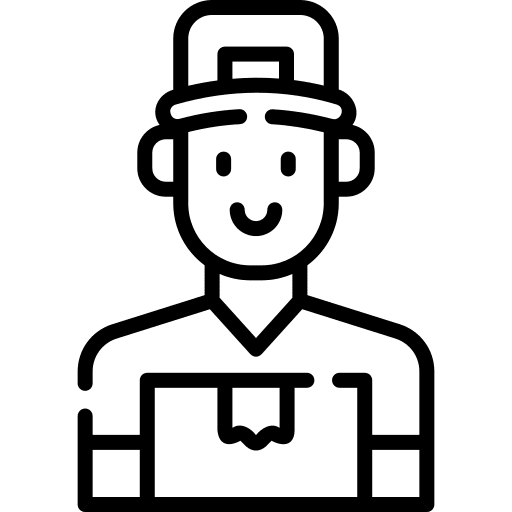 Delivery man package cap user icon Delivery man package cap user icon