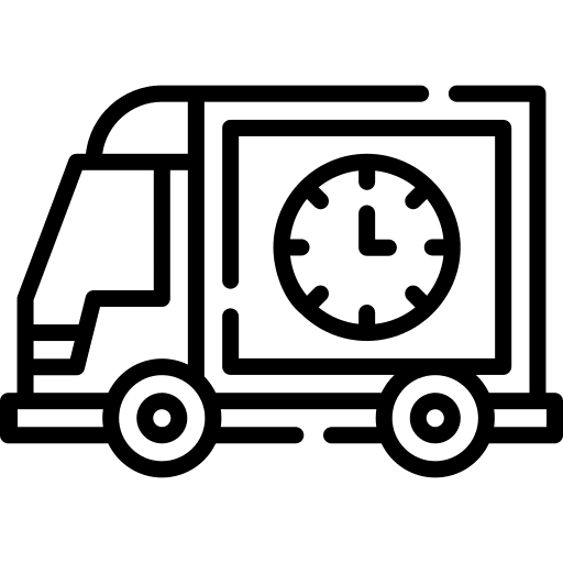 Delivery truck shipping and delivery transport clock icon Delivery truck shipping and delivery transport clock icon