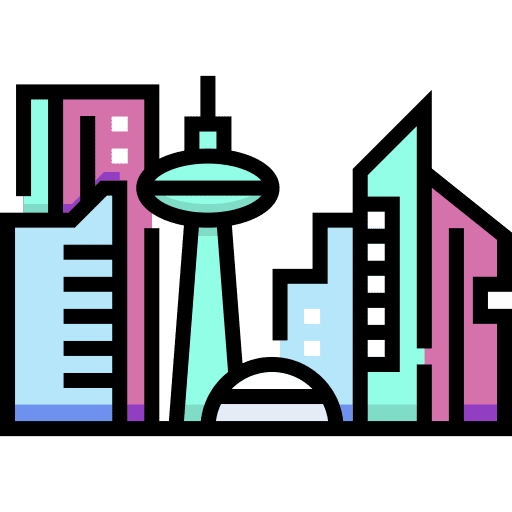 Futuristic sci fi cyber punk cyber city icon