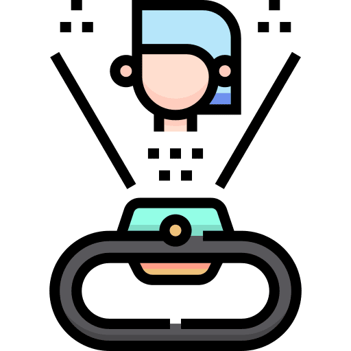 Hologram woman robotics electronics icon