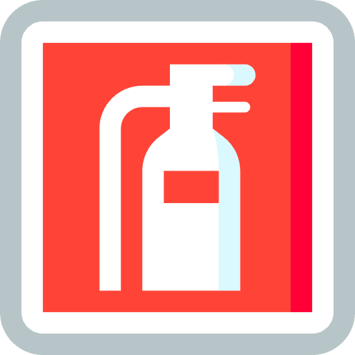 Fire extinguisher signs signal warning icon