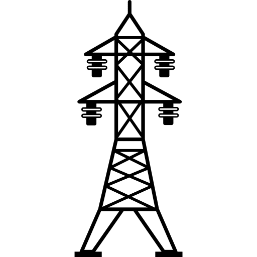 Power line with four insulators social power energy icon