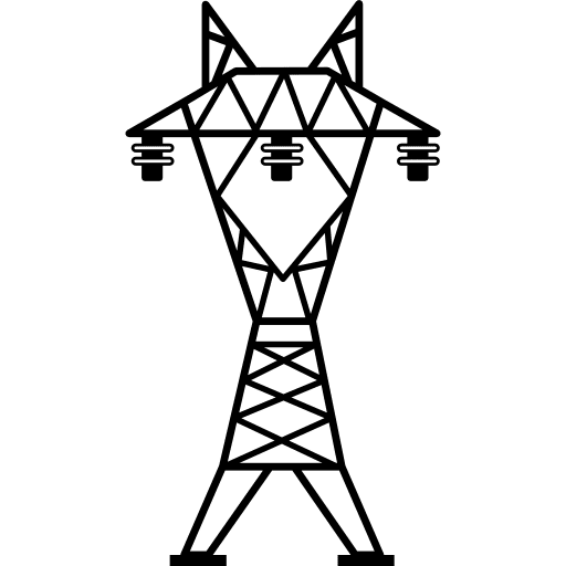 Power line with three insulators insulators tools towers icon