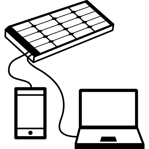 Mobile and laptop charging with solar panel mobile panel solar icon