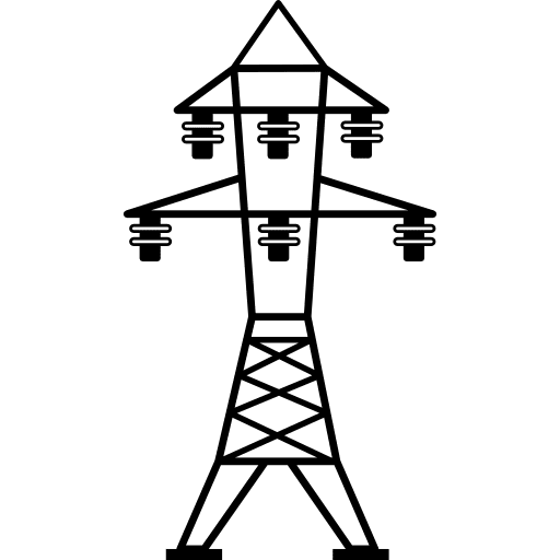 Power line with six insulators tower power line tools and utensils icon