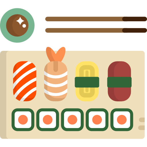Sushi fish food and restaurant sushi icon