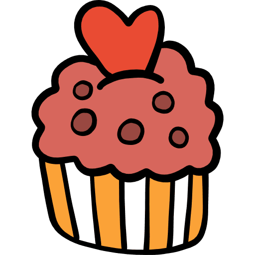 Cupcake baked food heart icon Cupcake baked food heart icon