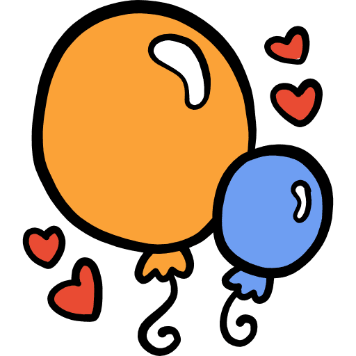 Balloons heart shaped birthday decoration icon Balloons heart shaped birthday decoration icon