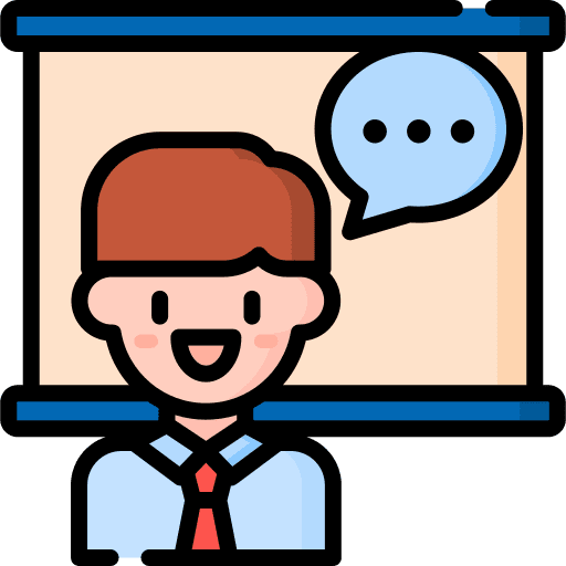 Presentation talking business and finance businessman icon