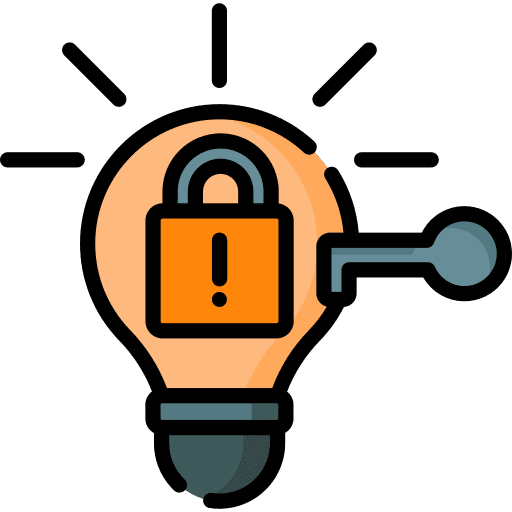 Problem solving light bulb idea key icon Problem solving light bulb idea key icon