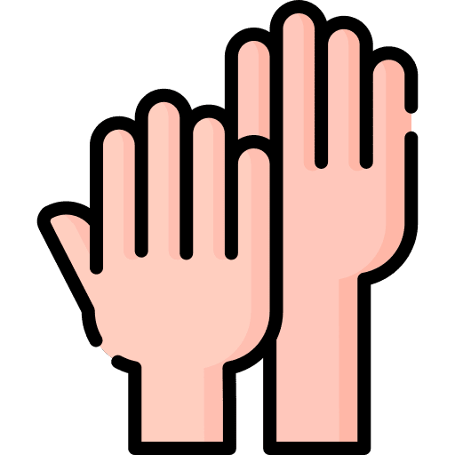 Volunteer asking volunteer hands up icon Volunteer asking volunteer hands up icon